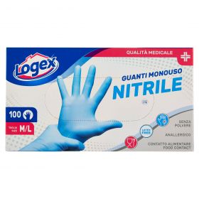 GUANTI LOGEX NITRILE MONOUSO X100 M/L
