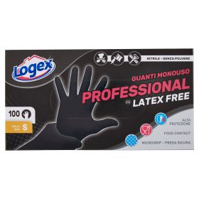 LOGEX 100 GUANTI NITRILE NERO NO POLV TG.S