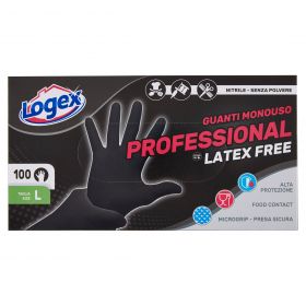 LOGEX 100 GUANTI NITRILE NERO NO POLV TG.L