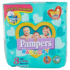 PAMPERS DOWNCOUNT BABY DRY MIDI X20