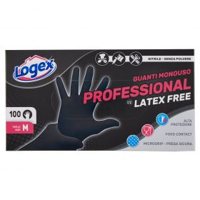 LOGEX 100 GUANTI NITRILE NERO NO POLV TG.M